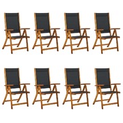 Folding Garden Chairs 8 pcs Solid Wood Acacia and Tetilene