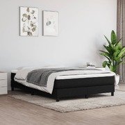 Box Spring Bed with Mattress Black Double Size Fabric