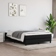 Box Spring Bed with Mattress Black Queen Size Fabric