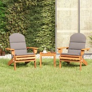 3-Piece Adirondack Garden Lounge Ensemble in Solid Acacia