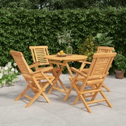 Teak Wood Elegance: 5-Piece Solid Wood Garden Dining Set