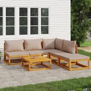 Taupe Timber Tranquility: 6-Piece Solid Wood Garden Lounge Set