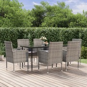 7 Piece Garden Dining Set with Cushions Anthracite - Poly Rattan