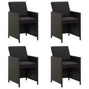 Garden Chairs with Cushions 4 pcs Poly Rattan Black