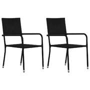 Stylish and Durable Garden Dining Chairs 2 pcs Stackable Black Poly Rattan