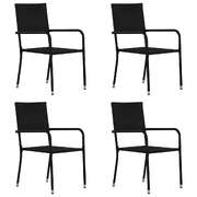 Versatile 4-Piece Stackable Garden Dining Chairs in Black Poly Rattan