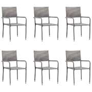 Versatile Garden Dining Chairs: 6 Stackable Grey Poly Rattan Chairs