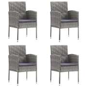 Elegant Garden Chairs: 4-Piece Set with Dark Grey Cushions For Outdoor