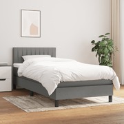 Stylish and Durable Dark Grey Fabric Box Spring Bed with Mattress