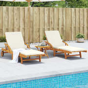 Sun Loungers 2 pcs with Cushions Solid Wood Acacia