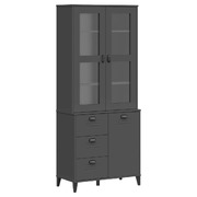 Elegance of Highboard  Durable Anthracite Grey Solid Wood Pine