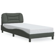 Bed Frame with Headboard Dark Grey Single Size Fabric
