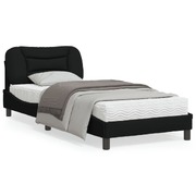 Bed Frame with Headboard Black Single Size Fabric