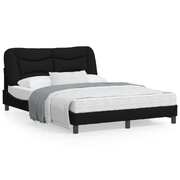 Bed Frame with Headboard Black Queen Size Fabric