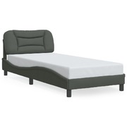 Bed Frame with LED Lights Dark Grey Fabric