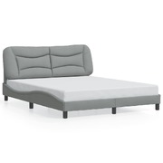 Bed Frame with LED Light Dark Grey Fabric