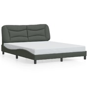 Bed Frame with LED Light Black Fabric