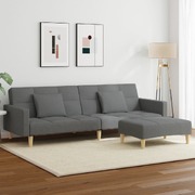 Versatile 2-Seater Sofa Bed with Footstool  Elegant Dark Grey Design