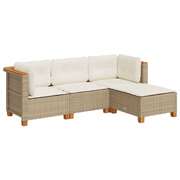 4 Piece Garden Sofa Set: Elegant Beige Poly Rattan with Cushions