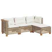 Stylish 4 Piece Garden Sofa Set with Beige Cushions and Poly Rattan for Modern Outdoor