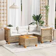 Garden Sofa Set with Cushions Modular Sofa 5 Piece Beige Poly Rattan