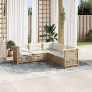 Garden Sofa Set with Cushions Modular Sofa 5 Piece Beige Poly Rattan