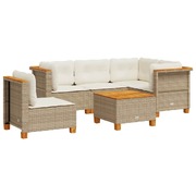 Stylish 6 Piece Beige Poly Rattan Garden Sofa Set with Cushions for Ultimate Comfort