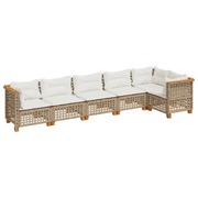 Stylish 6 Piece Beige Poly Rattan Garden Sofa Set with Cushions for Relaxing Outdoors