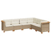 Sleek and Comfortable 6-Piece Garden Sofa Set with Beige Cushions in Poly Rattan