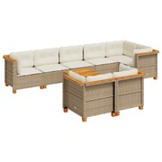 Stylish 9 Piece Garden Sofa Set in Beige Poly Rattan with Cushions for Outdoor Comfort