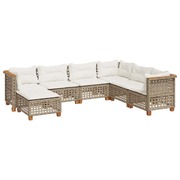 Stylish Beige Poly Rattan 7 Piece Garden Sofa Set with Cushions for Comfortable Outdoor