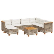 Elegant 8 Piece Garden Sofa Set with Cushions in Beige Poly Rattan