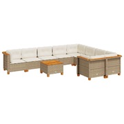 10 Piece Garden Sofa Set: Stylish Beige Poly Rattan with Cushions for Outdoor Comfor