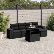 Luxurious 6-Piece Garden Sofa Set in Black Poly Rattan with Soft Cushions for Outdoor