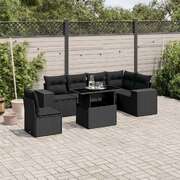 Stylish 7-Piece Black Garden Sofa Set with Soft Cushions for Modern Outdoors