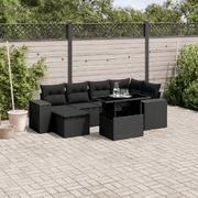 7-Piece Black Garden Sofa Set with Cushions  Perfect for Outdoor Comfort