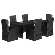 Garden Dining Set with Cushions Furniture 7 Piece Black - Poly Rattan