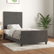 Bed Frame with Headboard Dark Grey King Single Size Velvet