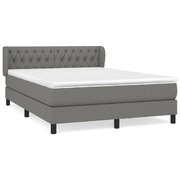 Box Spring Bed with Mattress Dark Grey Queen Size Fabric