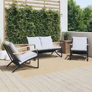 Stylish 3-Piece Black Steel Balcony Furniture Set with Comfortable Cushions