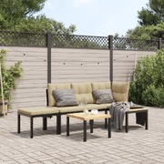 Elegant 4-Piece Black Garden Bench Set with Cushions  Stylish and Comfortable