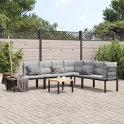 Elegant 5-Piece Garden Bench Set in Black with Cushions For Outdoor