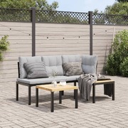 Elegant 3-Piece Black Garden Bench Set with Cushions for Outdoor Comfort