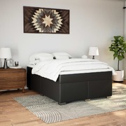 Luxurious Black Double Box Spring Bed with Mattress for Ultimate Comfort