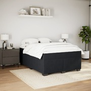 Stylish Black Double Velvet Box Spring Bed with Mattress Comfort and Elegance Combined