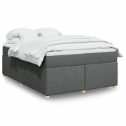 Stylish Dark Grey Box Spring Bed with Mattress Double Fabric