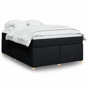 Modern Black Queen Box Spring Bed with Comfortable Mattress and Fabric