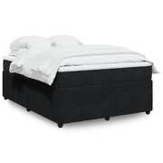 Luxurious Black Double Velvet Box Spring Bed with Mattress Comfort and Style Combined