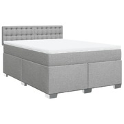 Stylish Box Spring Bed with Mattress in Dark Grey Double Fabric