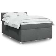 Durable and Comfortable Dark Grey Queen Fabric Box Spring Bed with Mattress